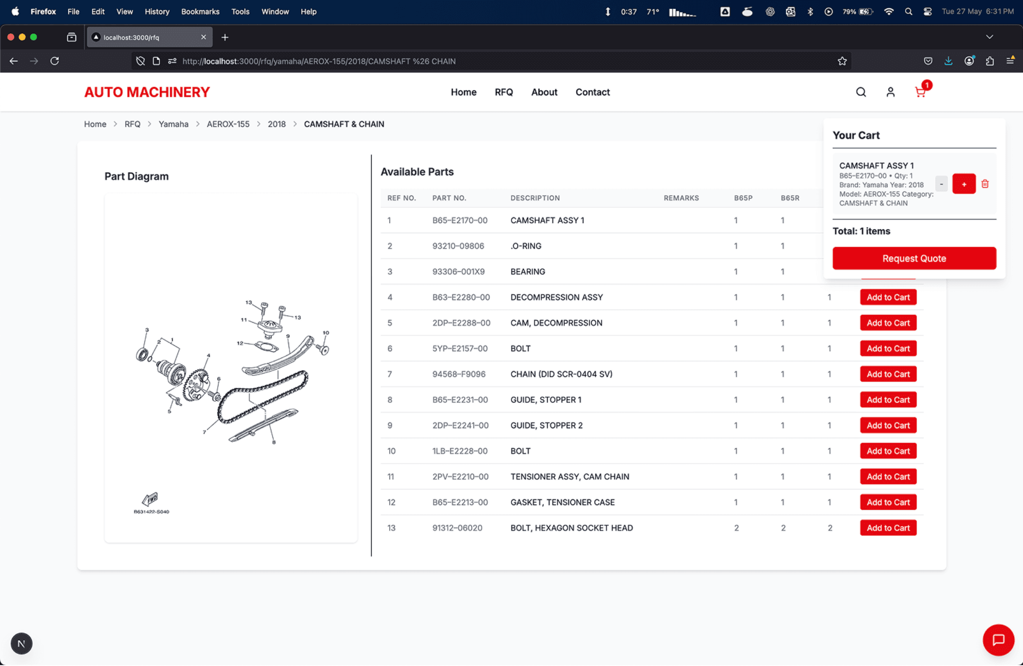 AMS RFQ Platform screenshot